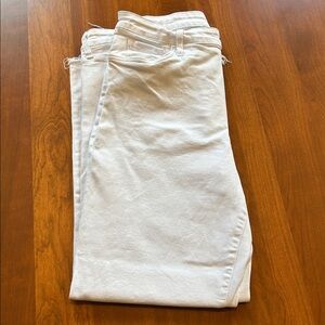 Kut from the Kloth Women's White Straight Leg Jeans with Frayed Cuffs